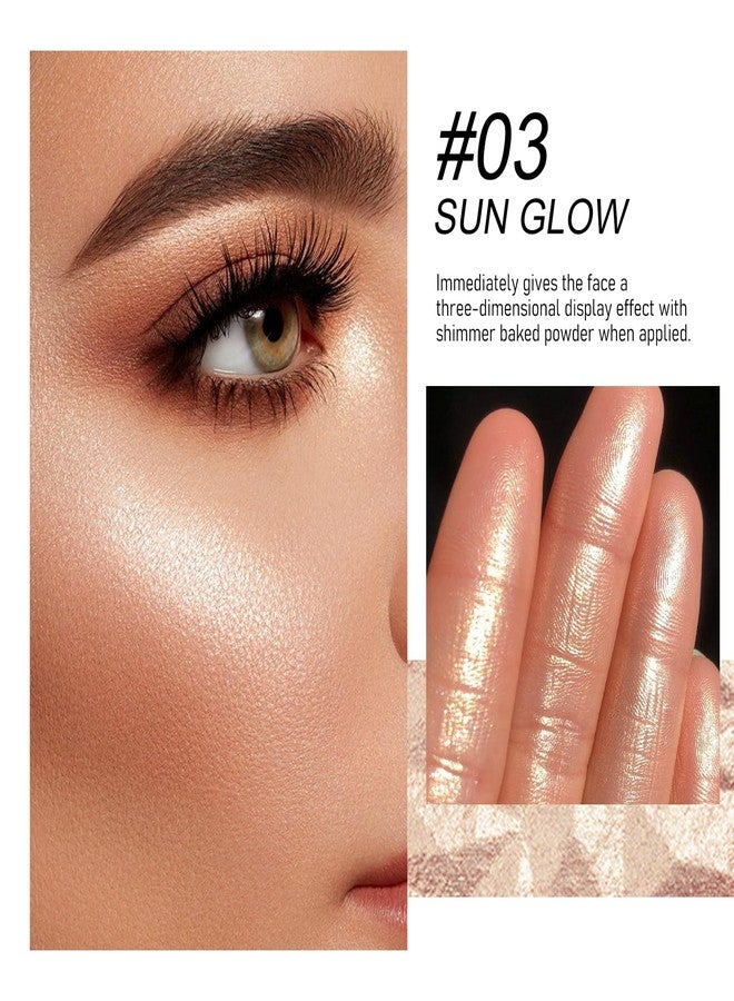 FREEORR High Glossy Face Highlighter Palette, Luminous Face Illuminator Palette, Natural Glow Finish, Pearl Shimmer Smooth Baked Powder for a Radiant Glow, Lasting Sparkling Highlighter Makeup- SUN GLOW - Image 2
